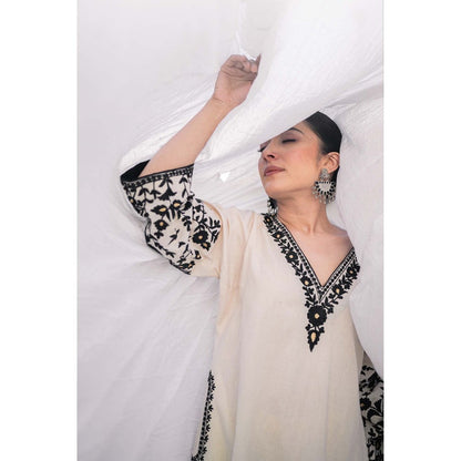 Daljit Sudan Beige Cotton Phiran Co-Ord (Set of 2)