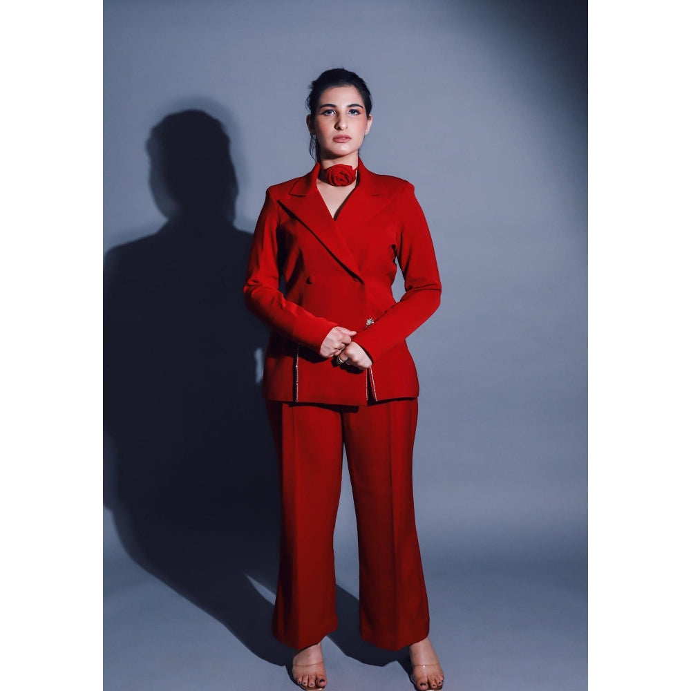 DARLING GIRL Paint It Red Blazer with Pant