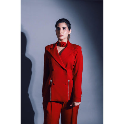 DARLING GIRL Paint It Red Blazer with Pant
