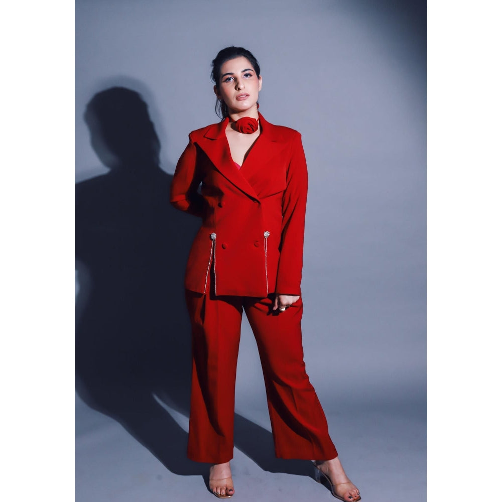 DARLING GIRL Paint It Red Blazer with Pant