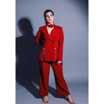 DARLING GIRL Paint It Red Blazer with Pant