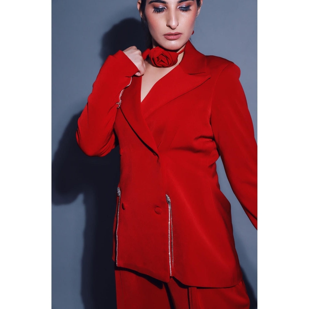 DARLING GIRL Paint It Red Blazer with Pant