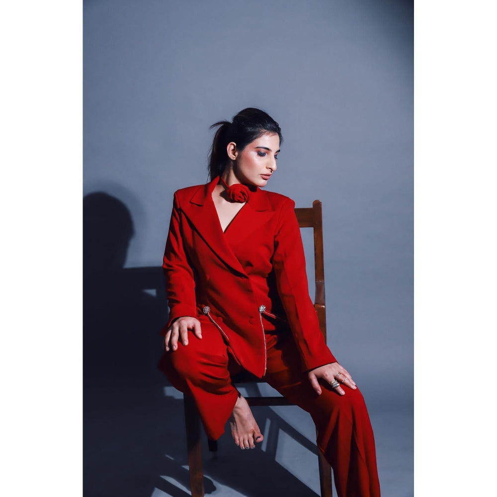 DARLING GIRL Paint It Red Blazer with Pant