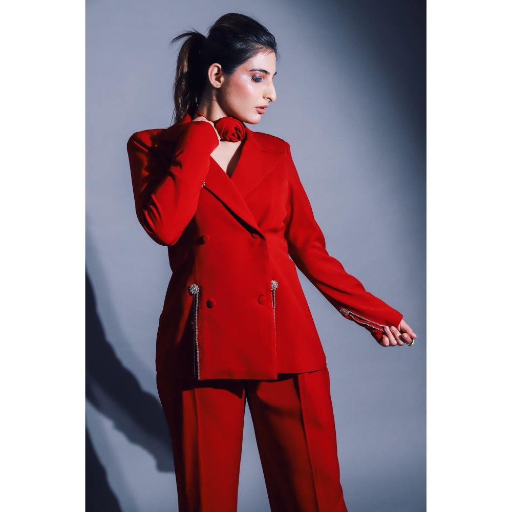 DARLING GIRL Paint It Red Blazer with Pant