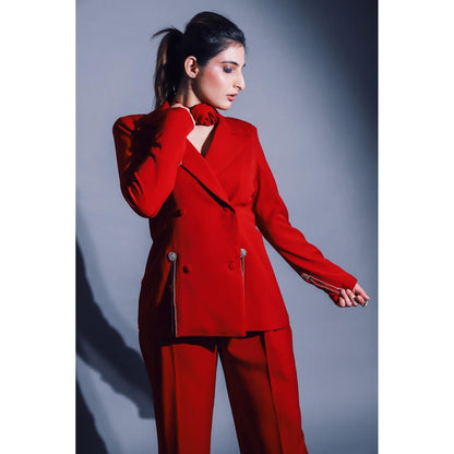 DARLING GIRL Paint It Red Blazer with Pant