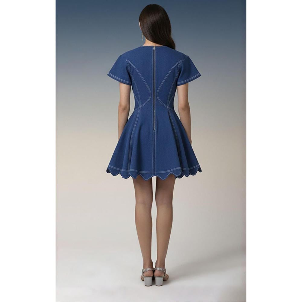 DARLYTTE Women Blue Flare Dress