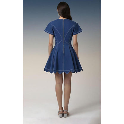 DARLYTTE Women Blue Flare Dress