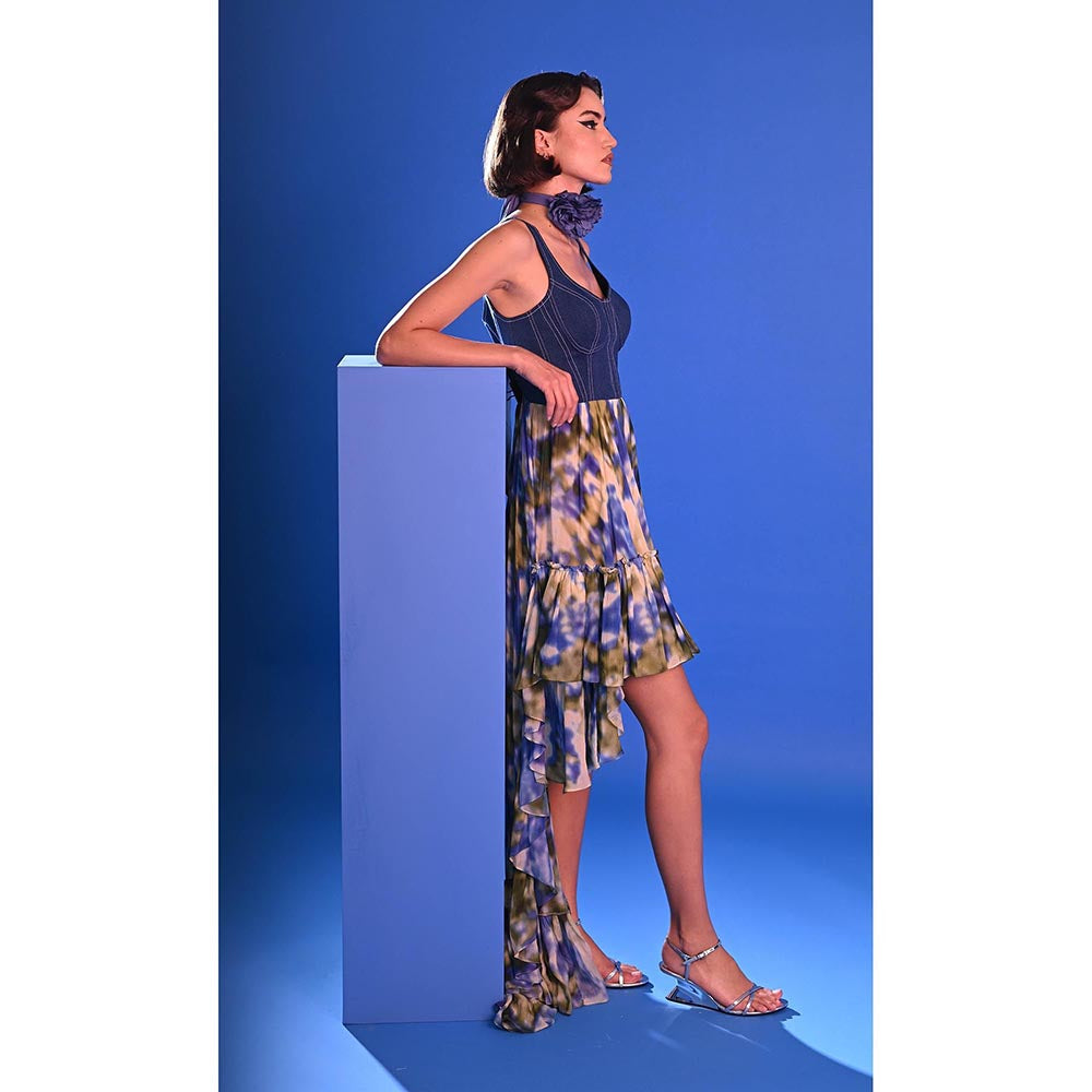 DARLYTTE Women Printed Denim Illuminara Dress