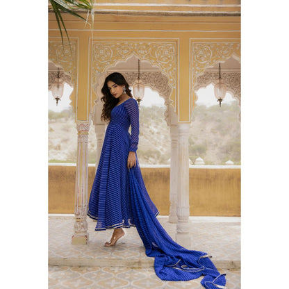 DEASHA INDIA Vaani Royal Blue Anarkali with Churidar and Dupatta (Set of 3)