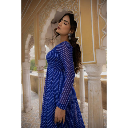 DEASHA INDIA Vaani Royal Blue Anarkali with Churidar and Dupatta (Set of 3)