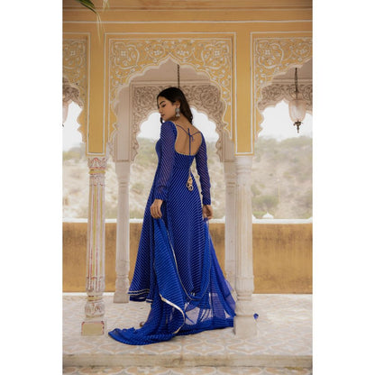 DEASHA INDIA Vaani Royal Blue Anarkali with Churidar and Dupatta (Set of 3)