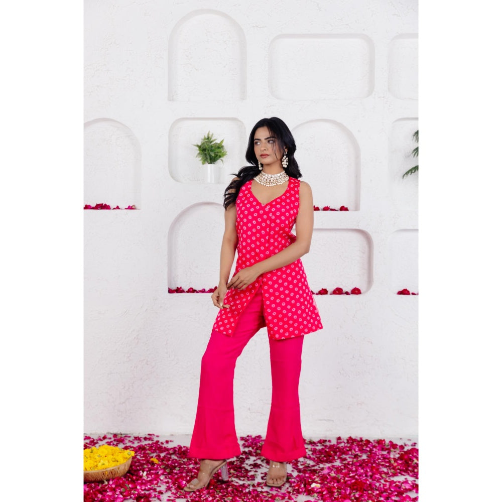DEASHA INDIA Mirin French Rose Pink Bandhe Tunic with Pant (Set of 2)