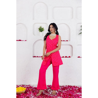 DEASHA INDIA Mirin French Rose Pink Bandhe Tunic with Pant (Set of 2)