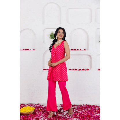 DEASHA INDIA Mirin French Rose Pink Bandhe Tunic with Pant (Set of 2)