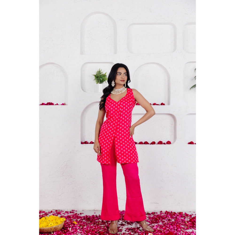 DEASHA INDIA Mirin French Rose Pink Bandhe Tunic with Pant (Set of 2)