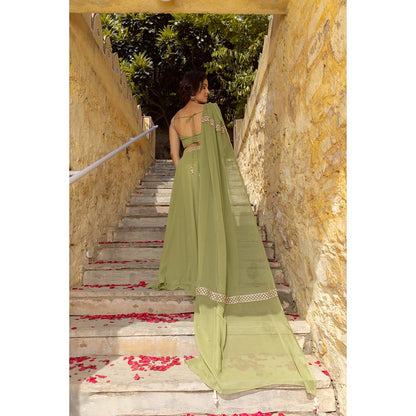 DEASHA INDIA Mayree Pastel Green Detailed Lehenga with Blouse and Dupatta (Set of 3)