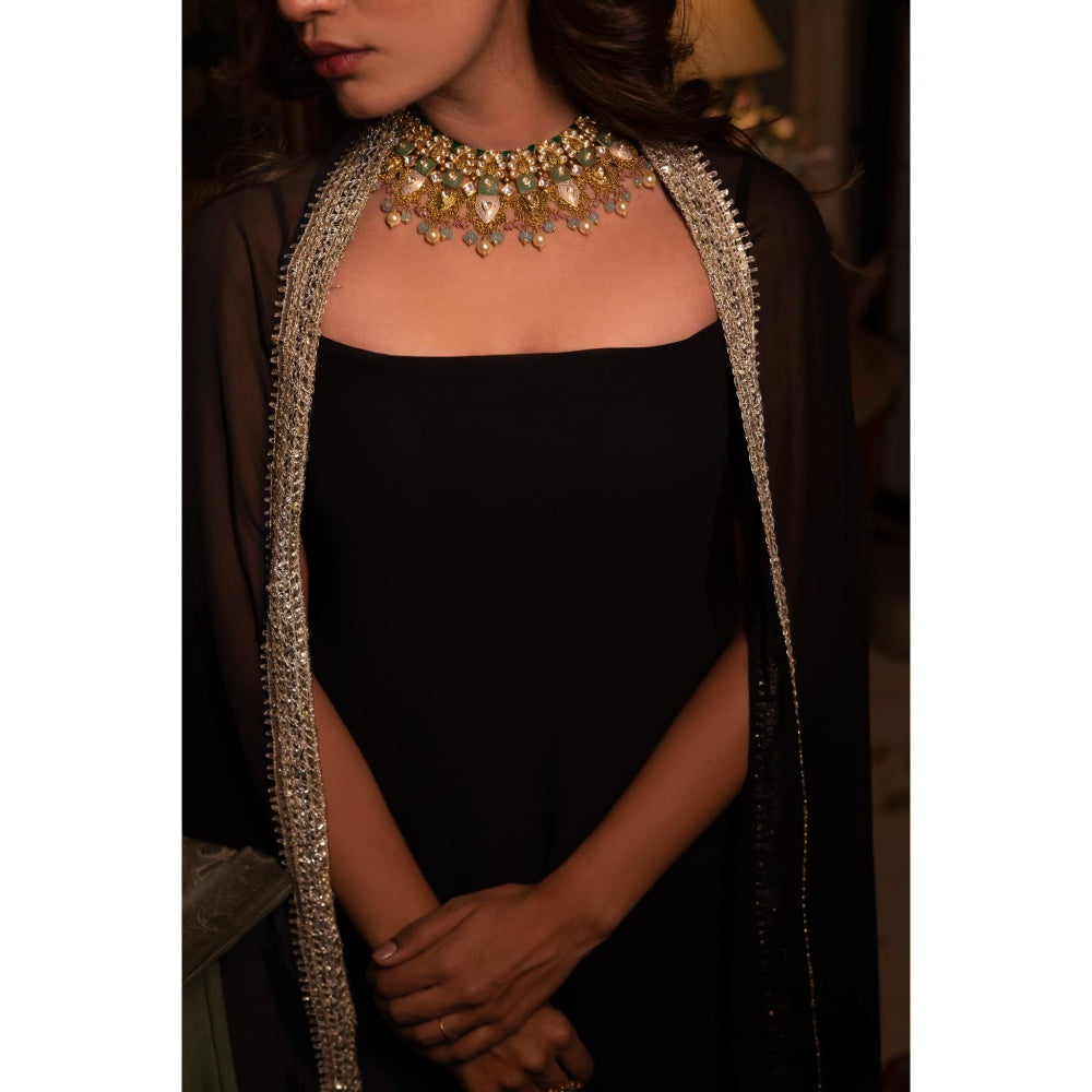 DEASHA INDIA Sumira Black Kurta with Pant and Dupatta (Set of 3)