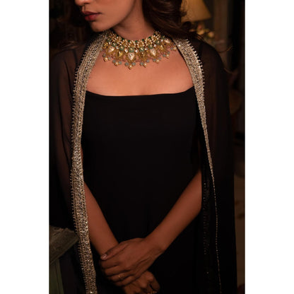 DEASHA INDIA Sumira Black Kurta with Pant and Dupatta (Set of 3)