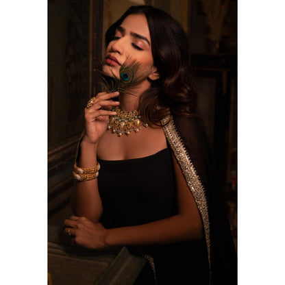 DEASHA INDIA Sumira Black Kurta with Pant and Dupatta (Set of 3)