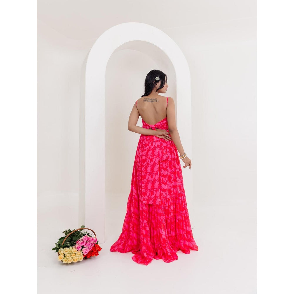 DEASHA INDIA Anahi Pink Floral Printed Long Dress