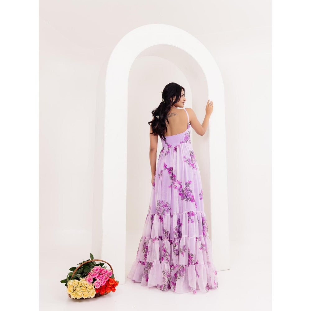 DEASHA INDIA Saanvi Lavender Floral Printed Dress
