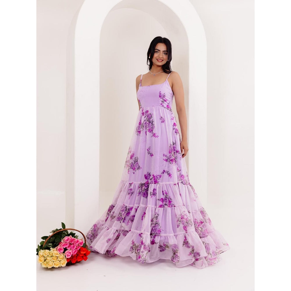 DEASHA INDIA Saanvi Lavender Floral Printed Dress