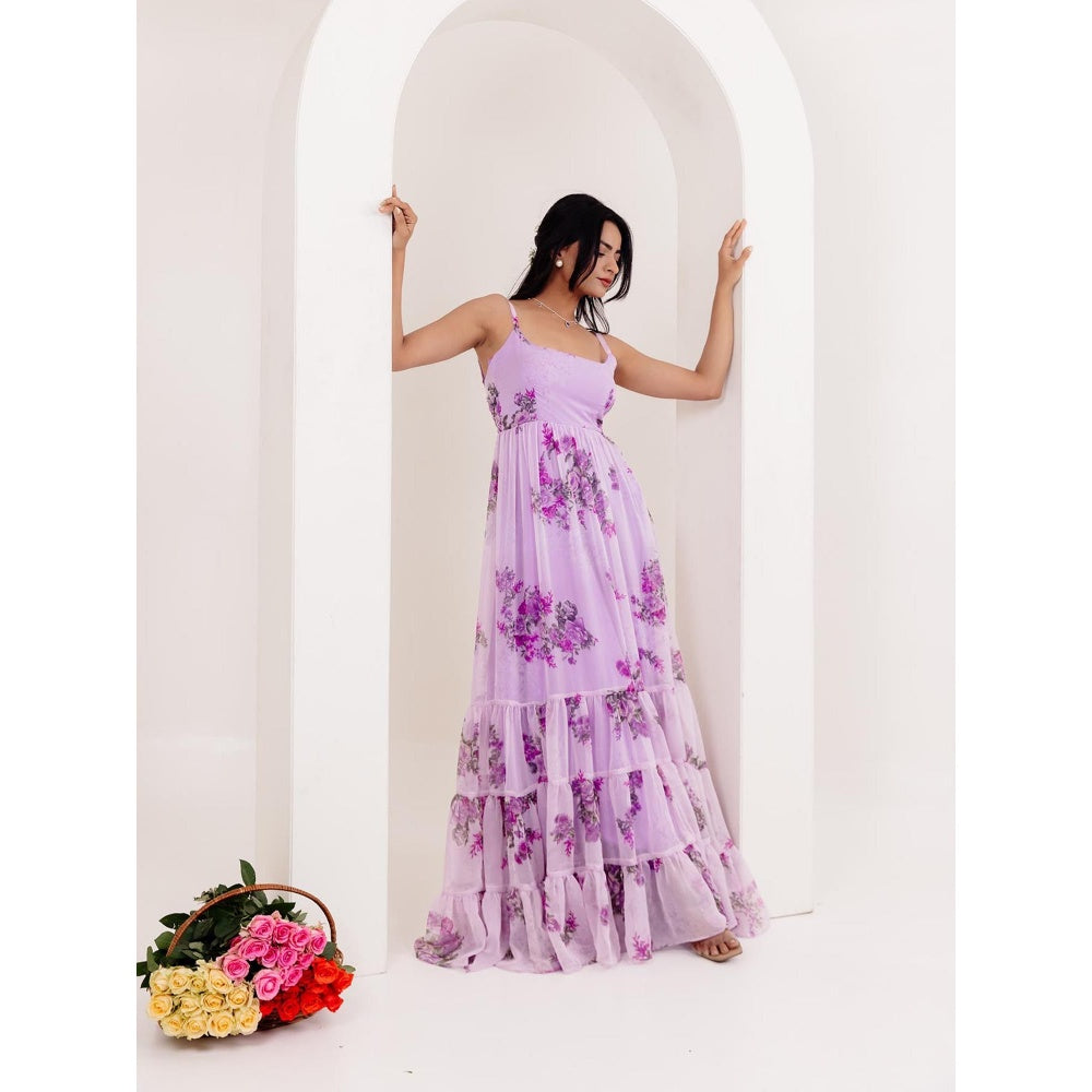 DEASHA INDIA Saanvi Lavender Floral Printed Dress