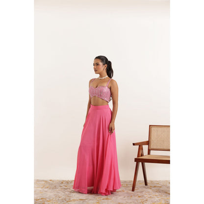 DEASHA INDIA Aarohi Hot Pink Detailed Lehenga with Blouse and Dupatta (Set of 3)