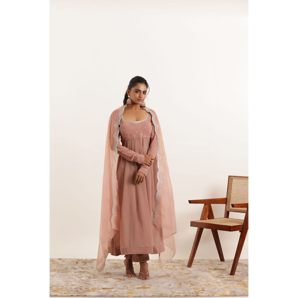 DEASHA INDIA Aarini Mauve Chiku Regal Anarkali with Pant and Dupatta (Set of 3)