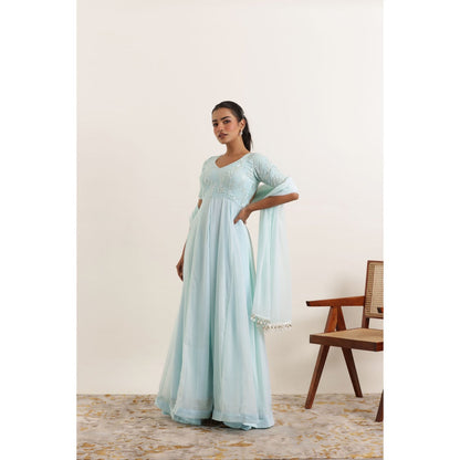 DEASHA INDIA Aavya Light Turquoise Anarkali with Dupatta (Set of 2)