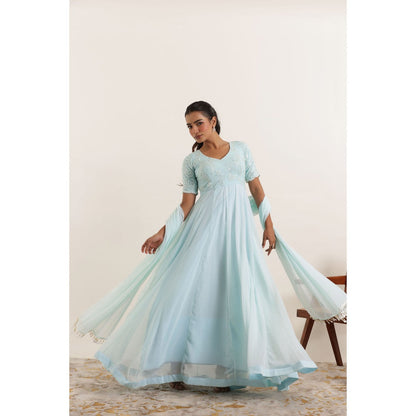 DEASHA INDIA Aavya Light Turquoise Anarkali with Dupatta (Set of 2)
