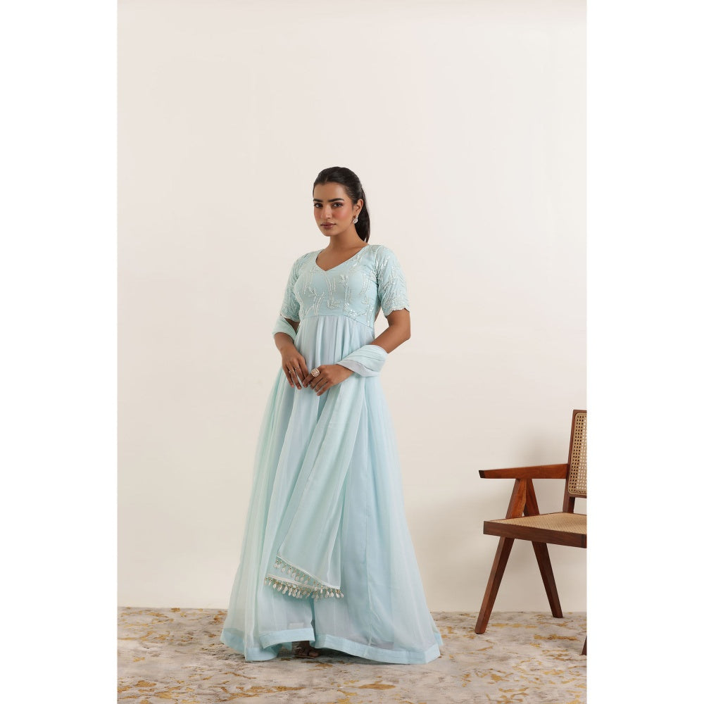 DEASHA INDIA Aavya Light Turquoise Anarkali with Dupatta (Set of 2)