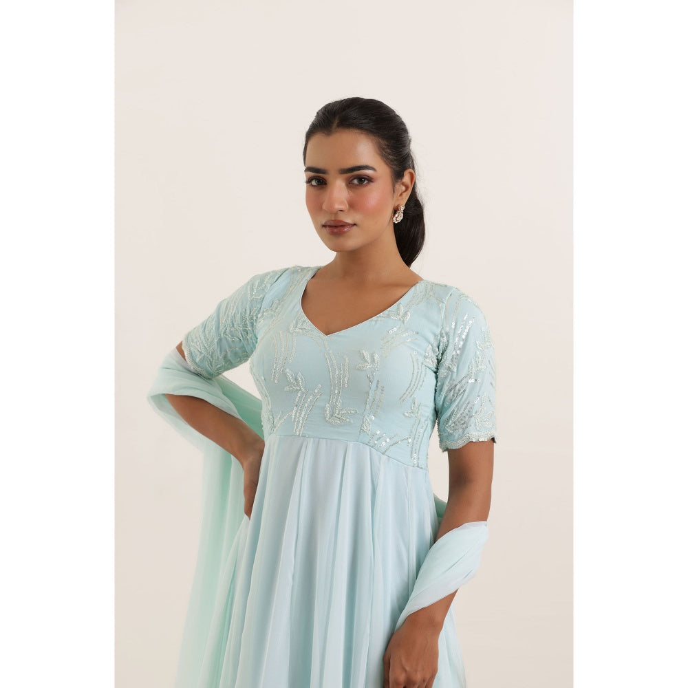 DEASHA INDIA Aavya Light Turquoise Anarkali with Dupatta (Set of 2)