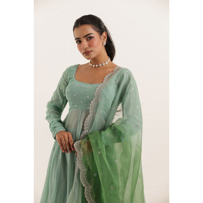 DEASHA INDIA Aarini Green Anarkali Set (Set of 3)