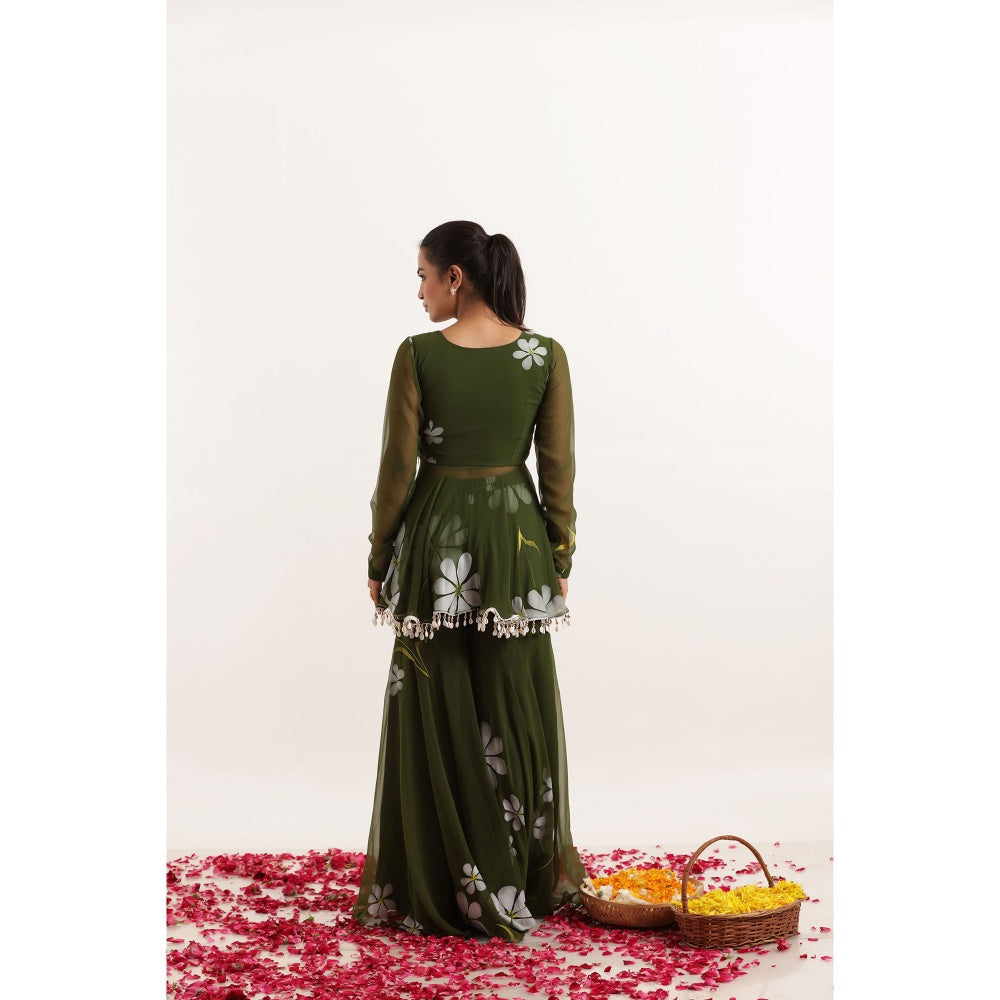 DEASHA INDIA Veda Green Hand Painted Floral Co-Ord (Set of 2)