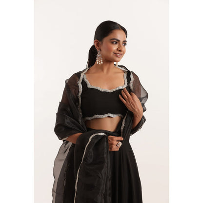 DEASHA INDIA Leela Black Detailed Lehenga with Blouse and Dupatta (Set of 3)