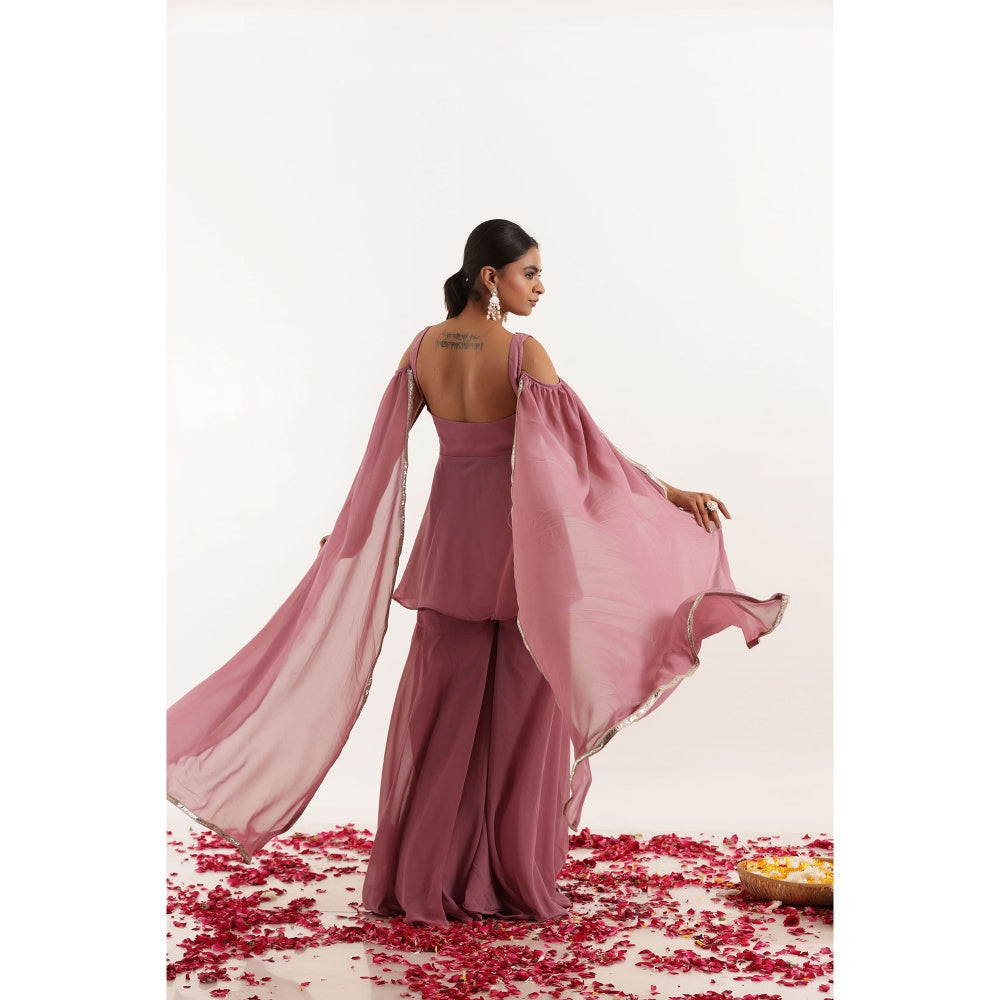 DEASHA INDIA Rhea Mauve Detailed Lace Work Kurti with Sharara (Set of 2)