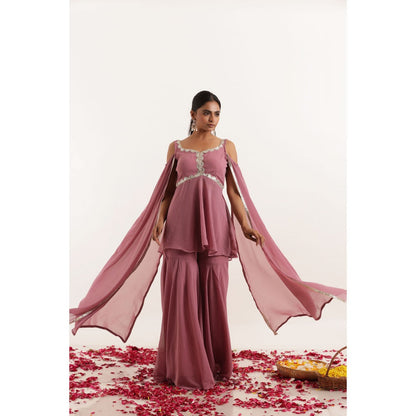 DEASHA INDIA Rhea Mauve Detailed Lace Work Kurti with Sharara (Set of 2)