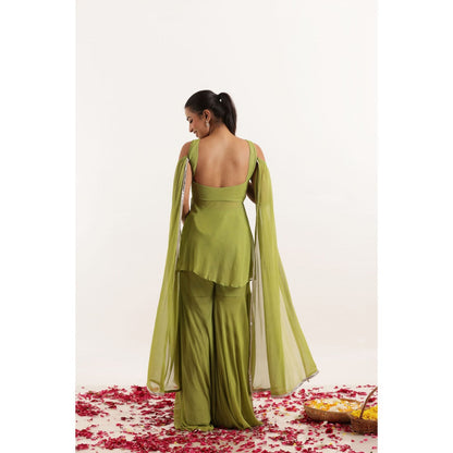 DEASHA INDIA Vaanya Bright Green Detailed Lace Work Kurti with Sharara (Set of 2)