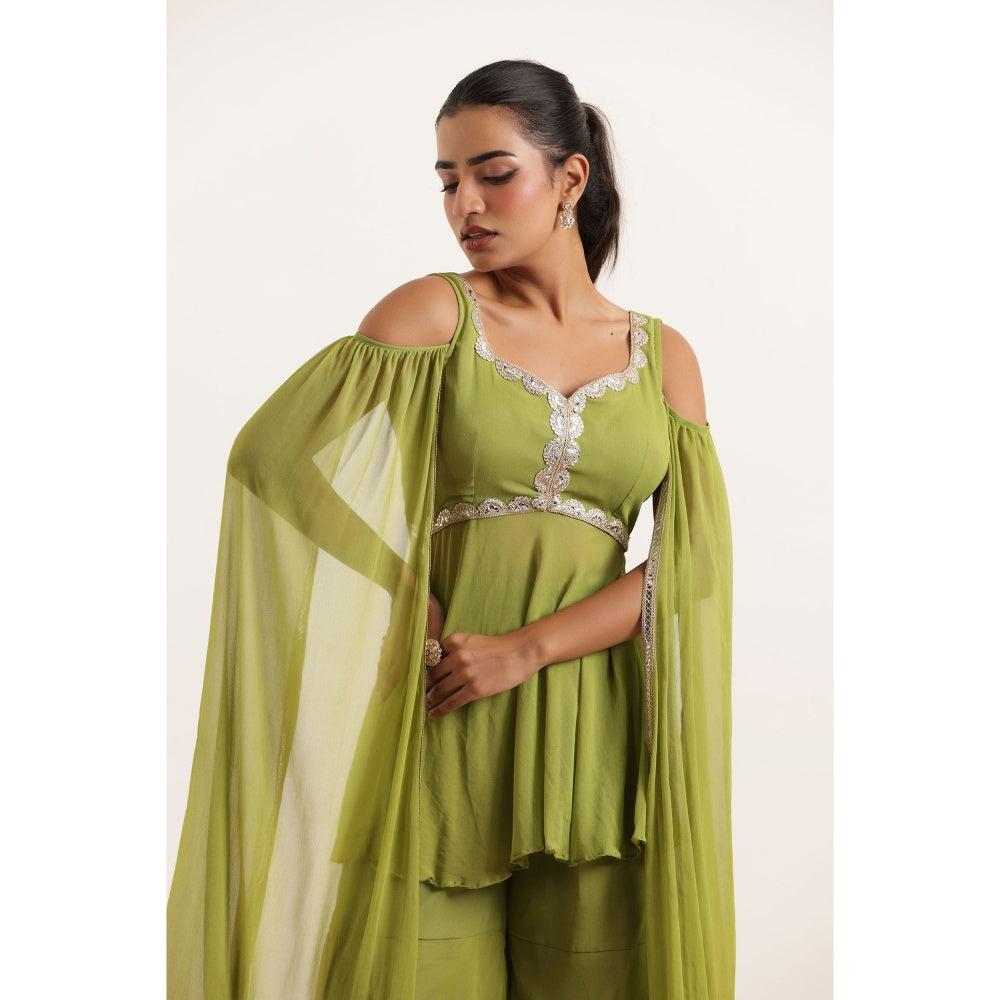 DEASHA INDIA Vaanya Bright Green Detailed Lace Work Kurti with Sharara (Set of 2)