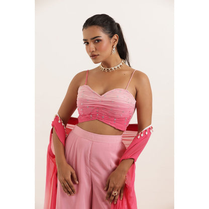 DEASHA INDIA Fusion Ombre Detailed Bustier with Pant and Shrug (Set of 3)