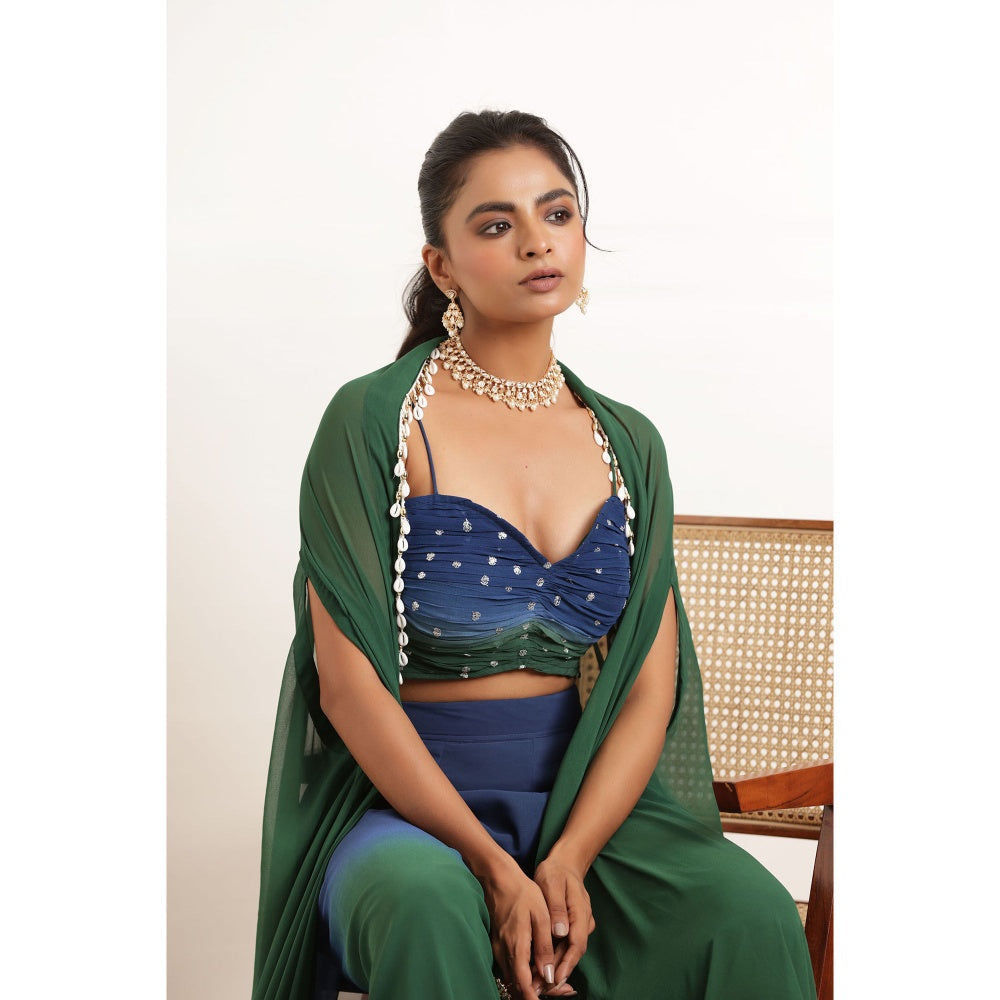 DEASHA INDIA Anika Ombre Detailed Bustier with Pant and Shrug (Set of 3)
