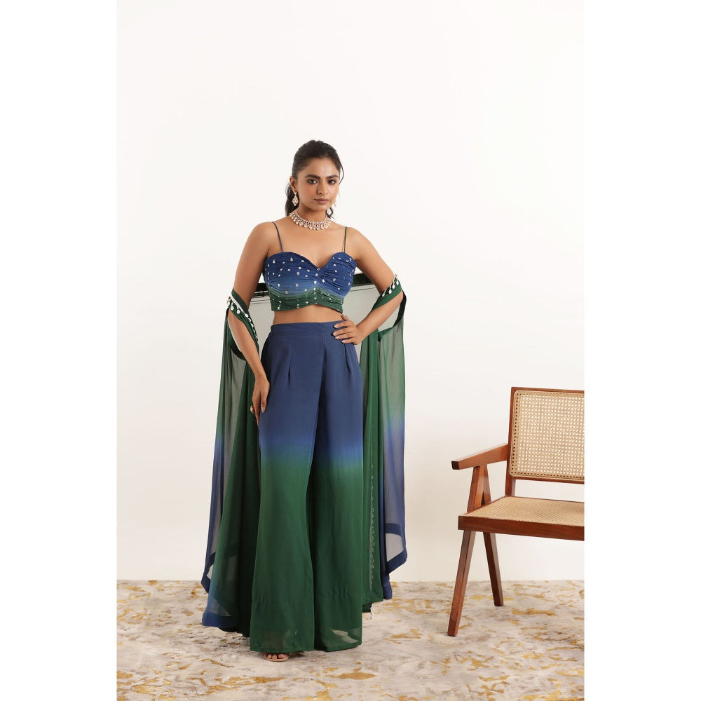 DEASHA INDIA Anika Ombre Detailed Bustier with Pant and Shrug (Set of 3)