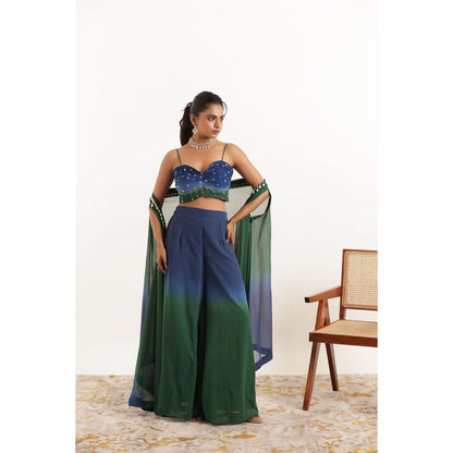 DEASHA INDIA Anika Ombre Detailed Bustier with Pant and Shrug (Set of 3)