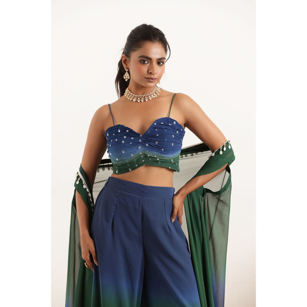 DEASHA INDIA Anika Ombre Detailed Bustier with Pant and Shrug (Set of 3)