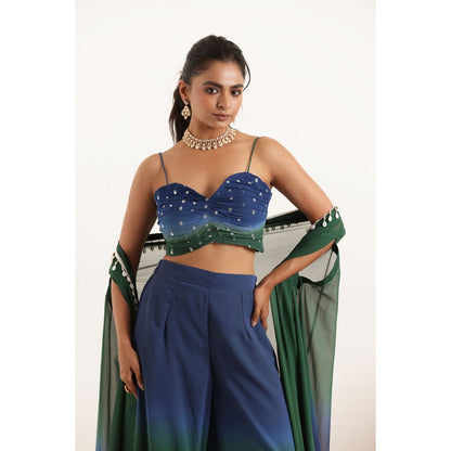 DEASHA INDIA Anika Ombre Detailed Bustier with Pant and Shrug (Set of 3)