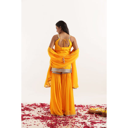 DEASHA INDIA Neha Yellow Solid Kurta with Sharara and Dupatta (Set of 3)