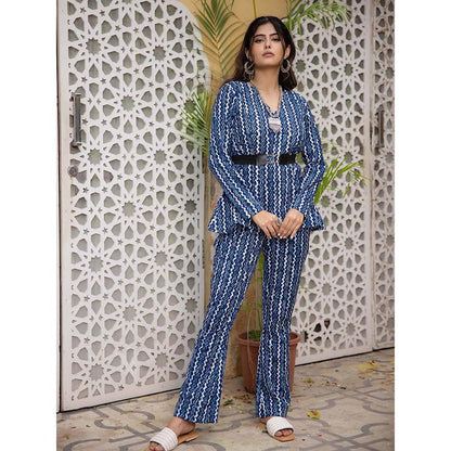 DEASHA INDIA Keya Blue Cotton Co-Ord (Set of 3)