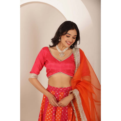 DEASHA INDIA Priya Multi Coloured Kali Lehenga with Blouse and Dupatta (Set of 3)