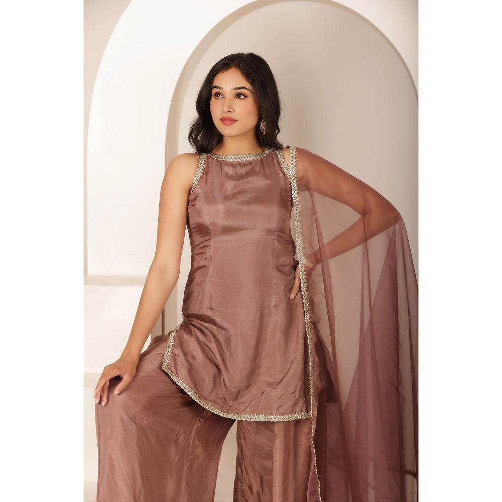 DEASHA INDIA Rubab Mauve Farshid Kurti with Palazzo and Dupatta (Set of 3)